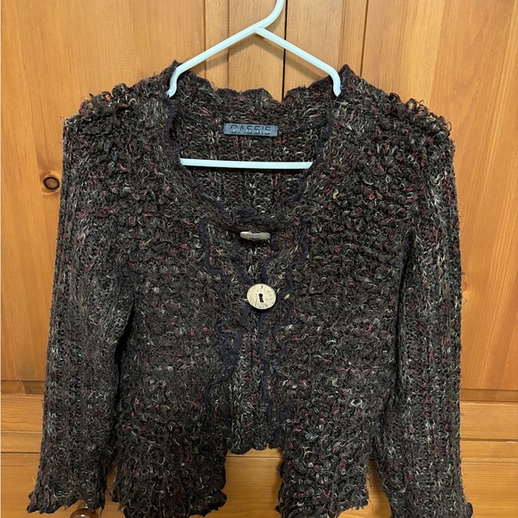 Brown cardigan, 2 big buttons, made in France, 4.5 % kid mohair - Picture 4 of 4